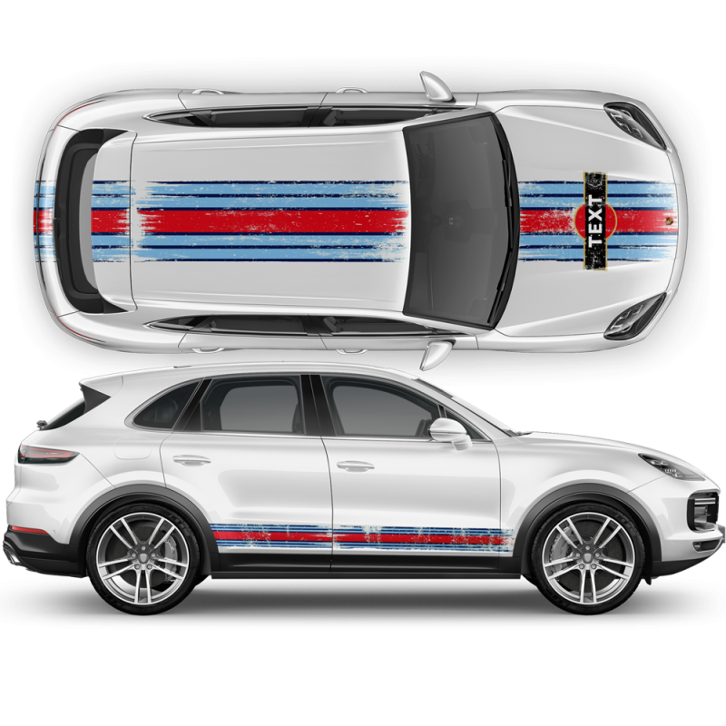 Martini Style Scratched Racing Stripes for Cayenne / Macan