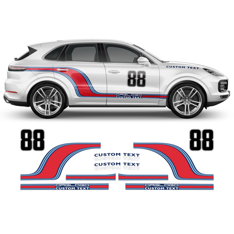 Curved Martini Racing Side Stripes for Porsche Cayenne