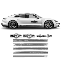 Scratched Thin Martini Style Racing stripes for Porsche Taycan