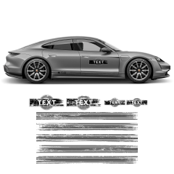 Scratched Thin Martini Style Racing stripes for Porsche Taycan