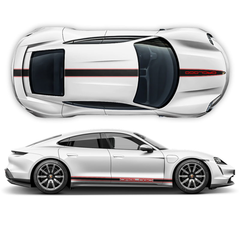 Racing stripes set in two colors for Porsche Taycan