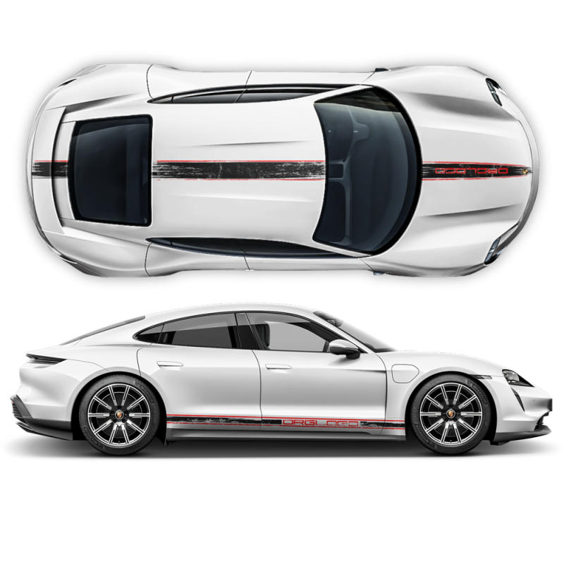 Scratched Racing stripes set Two colors for Porsche Taycan