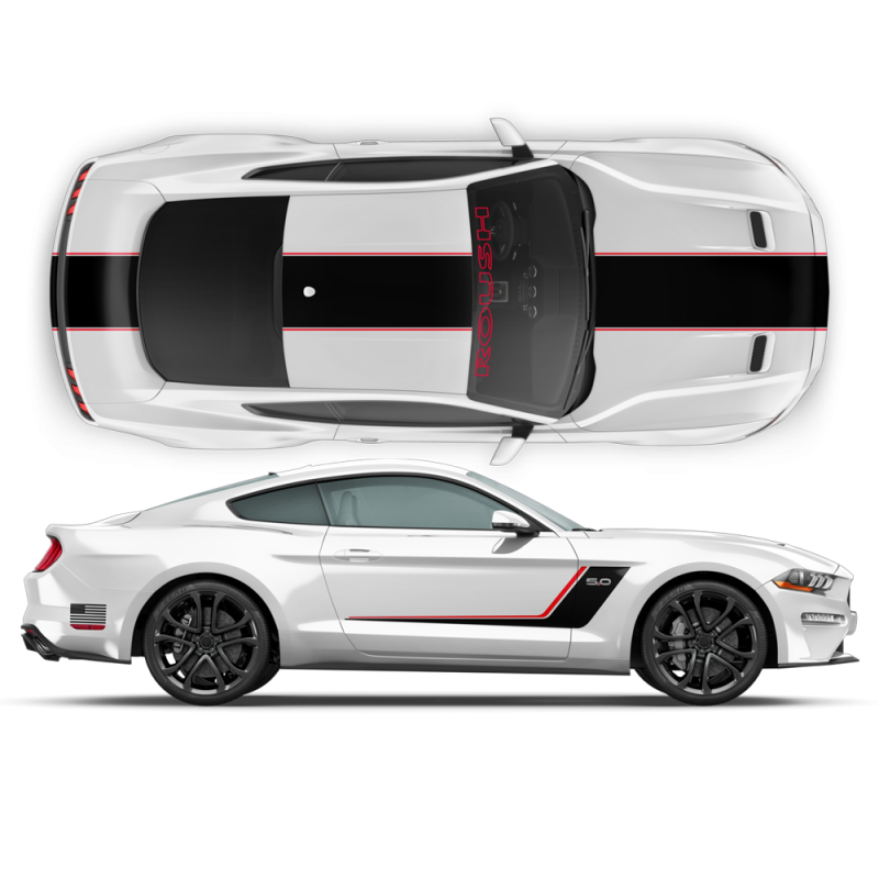 Roush Stage3 Two Colors Racing Stripes Set for Ford Mustang 2015 - 2019