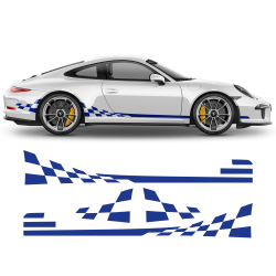 Checkered Side Graphic Design for Porsche Carrera