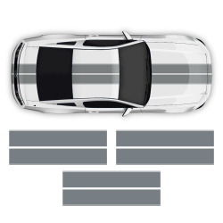 Contoured Double Racing Stripes over the top for Mustang 2005 - 2019