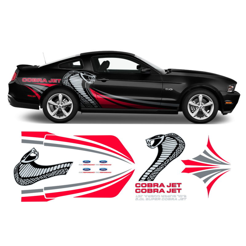 COBRA JET Metallic Side Graphic Decals Set for Ford Mustang 2005 - 2014