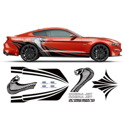 Super COBRA JET Contoured Side Graphics Decals Set for Ford Mustang 2015 - 2019