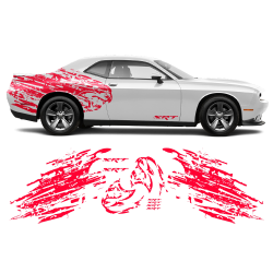 Shredded Hellcat Side Graphic in One Color for Dodge Challenger 2008 - 2020