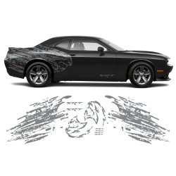 Shredded Hellcat Side Graphic in One Color for Dodge Challenger 2008 - 2020