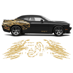 Shredded Hellcat Side Graphic in One Color for Dodge Challenger 2008 - 2020