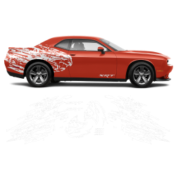 Shredded Hellcat Side Graphic in One Color for Dodge Challenger 2008 - 2020