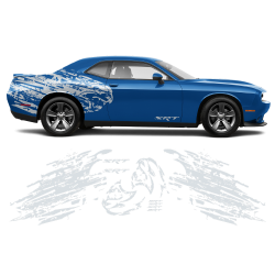 Shredded Hellcat Side Graphic in One Color for Dodge Challenger 2008 - 2020