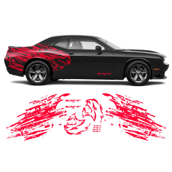 Shredded Hellcat Side Graphic in One Color for Dodge Challenger 2008 - 2020