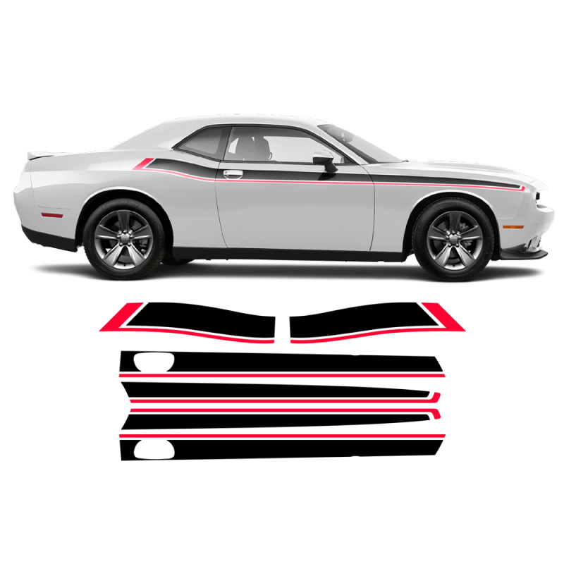 Short Side Stripes in Two Colors for Dodge Challenger 2011 - 2020