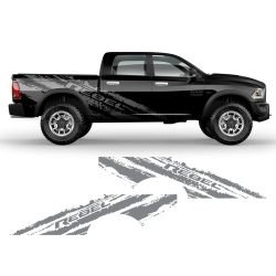 SCRATCHED REBEL Side Graphic for Dodge RAM