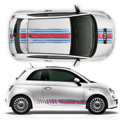 SCRATCHED MARTINI Style Racing STRIPES for Fiat 500