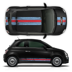 SCRATCHED MARTINI Style Racing STRIPES for Fiat 500