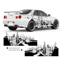 Neon Genesis Evangelion B&W Itasha Anime Style Decals for any Car Body
