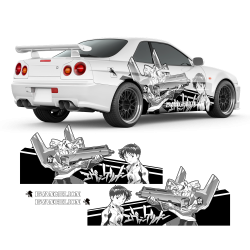 Neon Genesis Evangelion B&W Itasha Anime Style Decals for any Car Body