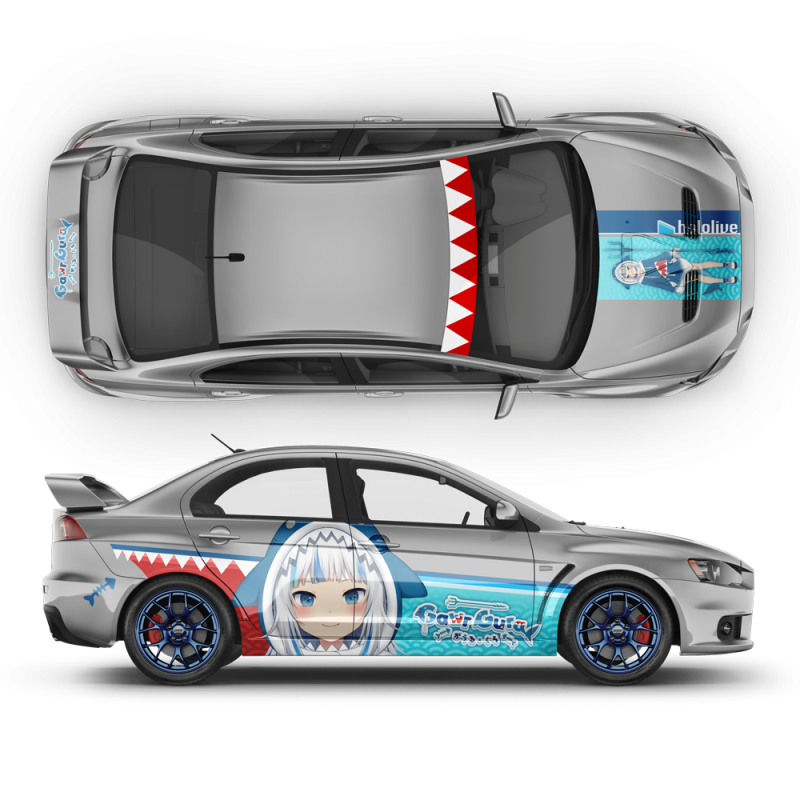 Gawr Gura (Hololive) Anime Style Decals for Any Car Body