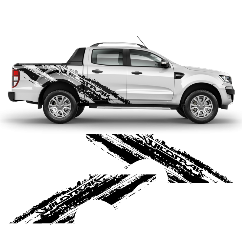 SCRATCHED Wild Trak Side Graphic for Ford Ranger