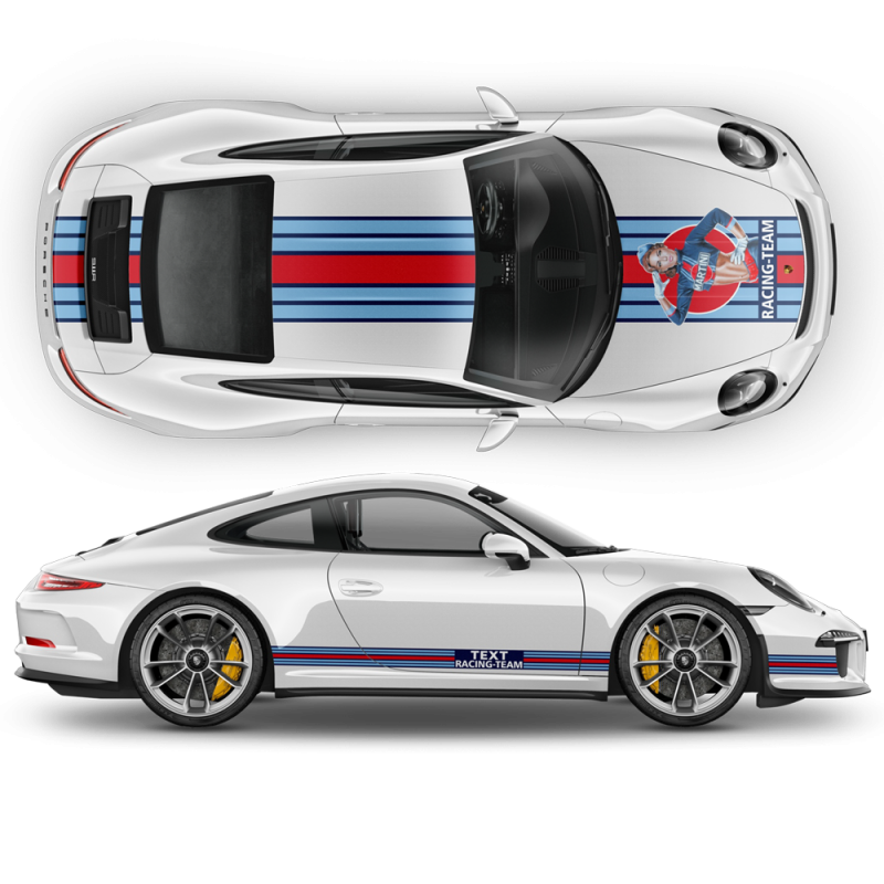 Martini Style Pin Up Girl Racing stripes for Porsche Carrera