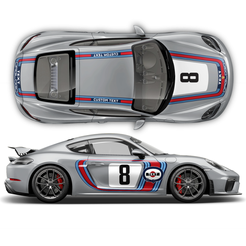 RETRO STYLE MARTINI RACING STRIPES SET for CAYMAN 2005 - 2021