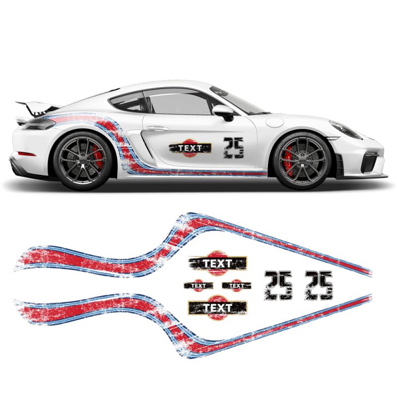 Scratched Curved Martini Side Stripes Graphic for Cayman / Spyder