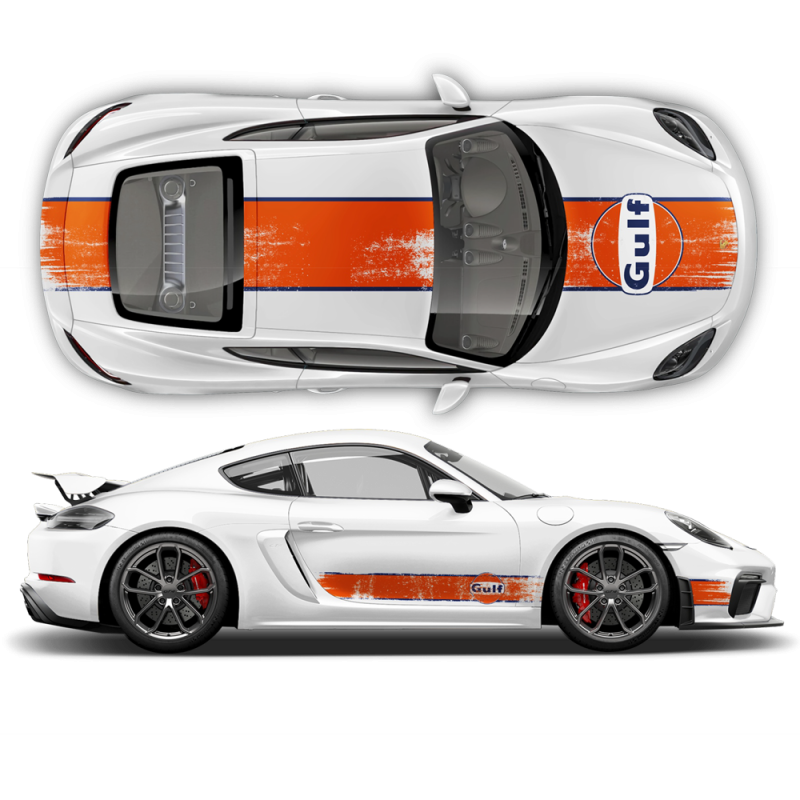 GULF Le Mans Scratched Racing Stripes kit for Cayman / Boxster