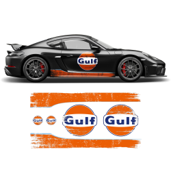 GULF Le Mans Scratched RACING STRIPES Set and logos Cayman / Boxster