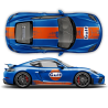 GULF Le Mans Scratched RACING STRIPES Set and logos Cayman / Boxster