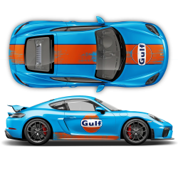 GULF Le Mans Scratched RACING STRIPES Set and logos Cayman / Boxster