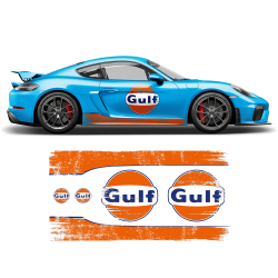 GULF Le Mans Scratched RACING STRIPES Set and logos Cayman / Boxster