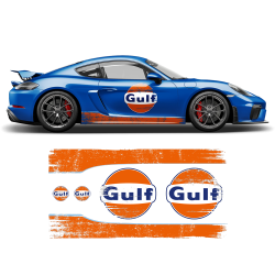 GULF Le Mans Scratched RACING STRIPES Set and logos Cayman / Boxster