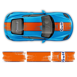 GULF Le Mans Scratched RACING STRIPES Set and logos Cayman / Boxster